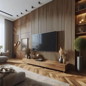 panneaux pin brun dans un salon